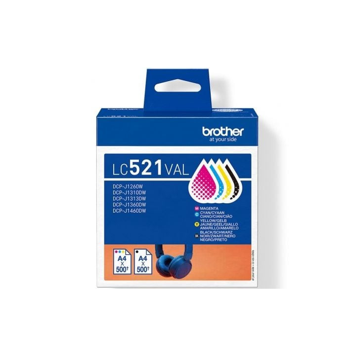 Cartucho de tinta original brother lc-521val multipack/ cian/ magenta/ amarillo/ negro