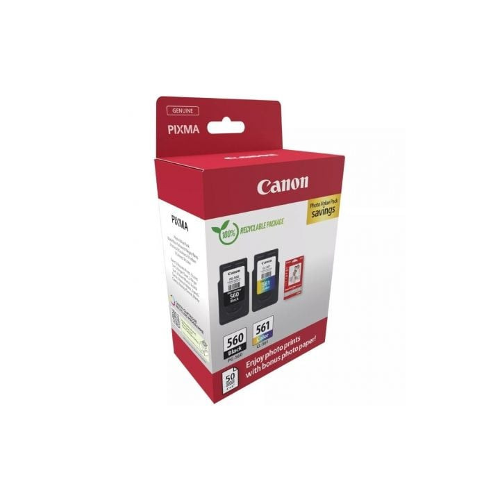 Cartucho de tinta original canon pg-560 + cl-561 multipack/ negro/ tricolor + papel fotográfico