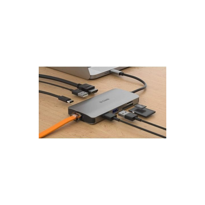 Docking usb tipo-c d-link dub-m810/ 3xusb/ 1xusb tipo-c/ 1xthunderbolt/ 1xhdmi 4k/ 1xrj45/ 1xlector tarjetas/ gris