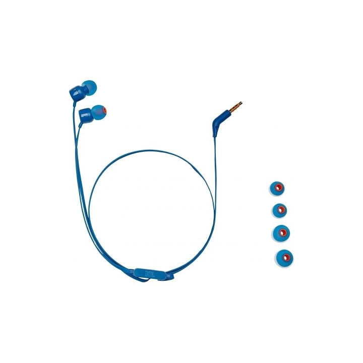 Auriculares intrauditivos jbl tune 110/ con micrófono/ jack 3.5/ azules