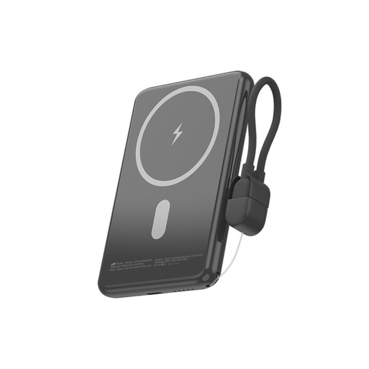 Powerbank 5000mah leotec lepoww20w5k/ 20w/ wireless/ negra/ incluye cable usb tipo-c