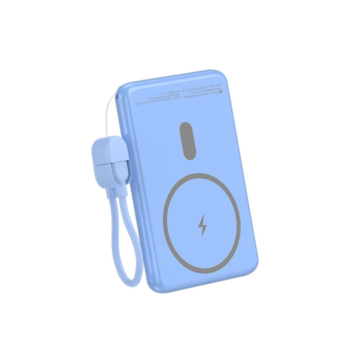 Powerbank 5000mah leotec lepoww20w5b/ 20w/ wireless/ azul/ incluye cable usb tipo-c