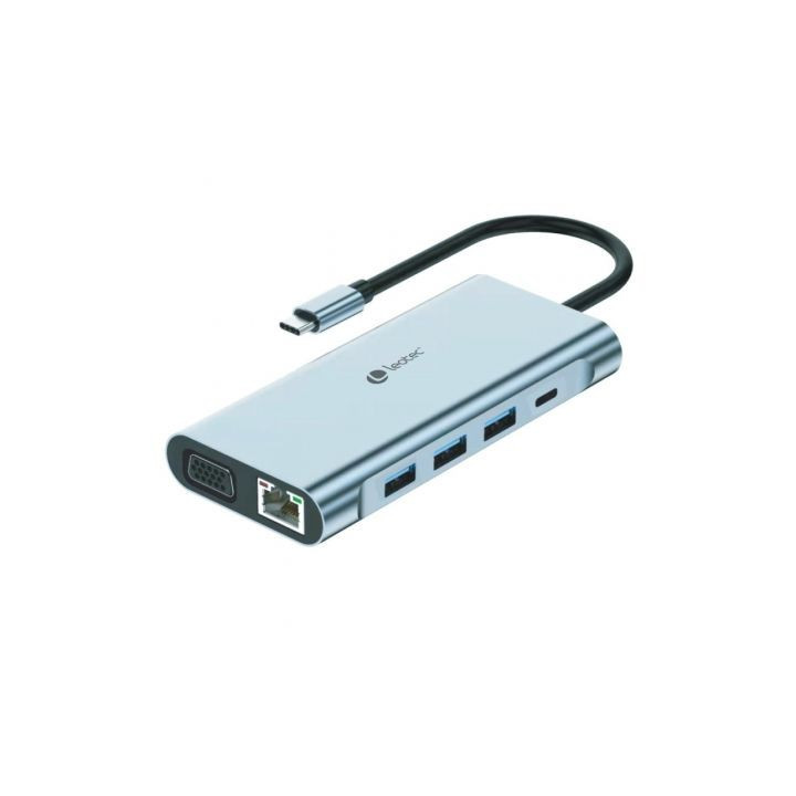 Docking usb tipo-c leotec leds01/ 3xusb/ 2xusb tipo-c/ 1xusb tipo-c pd/ 1xhdmi 4k/ 1xvga/ 1xrj45/ 1xaudio/ 1xlector tarjetas sd