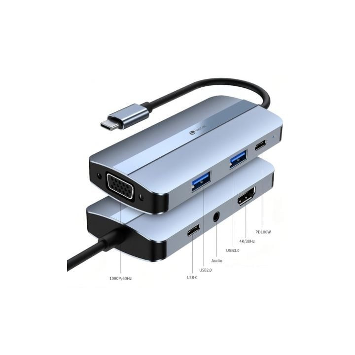 Docking usb tipo-c leotec leds04/ 2xusb/ 1xusb tipo-c/ 1xusb tipo-c pd/ 1xhdmi 4k/ 1xvga/ 1xaudio/ azul