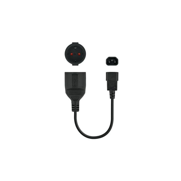 Adaptador alimentación nanocable 10.22.0901/ c14 macho - cee7 hembra/ 25cm/ negro