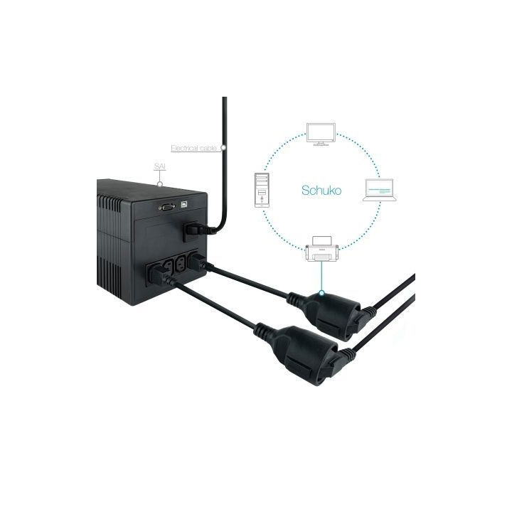 Adaptador alimentación nanocable 10.22.0901/ c14 macho - cee7 hembra/ 25cm/ negro