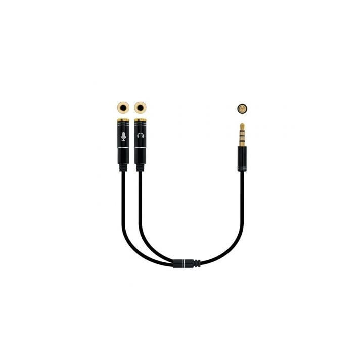 Cable estéreo nanocable 10.24.1202/ jack 3.5 macho - 2x jack 3.5 hembra/ 30cm/ negro