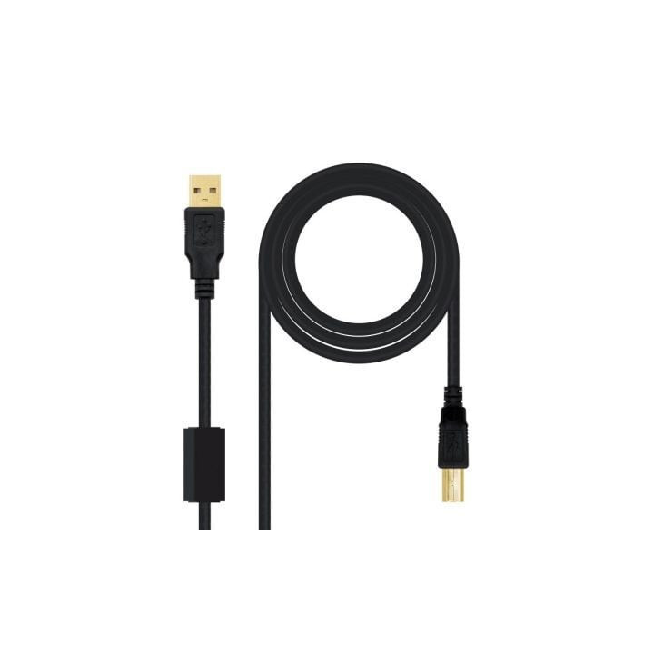 Cable usb 2.0 impresora nanocable 10.01.1205/ usb tipo-b macho - usb macho/ 5m/ negro