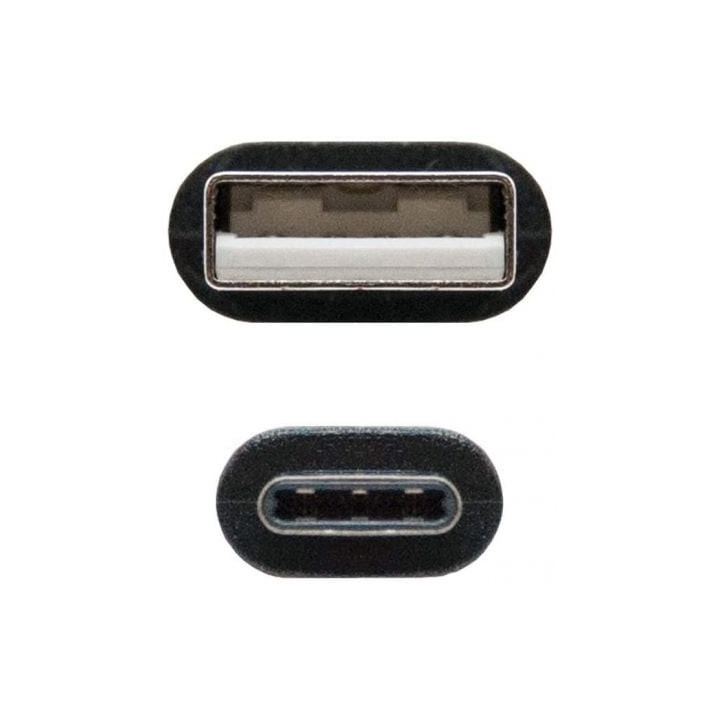 Cable usb 2.0 tipo-c nanocable 10.01.2100/ usb tipo-c macho - usb macho/ 480mbps/ 50cm/ negro