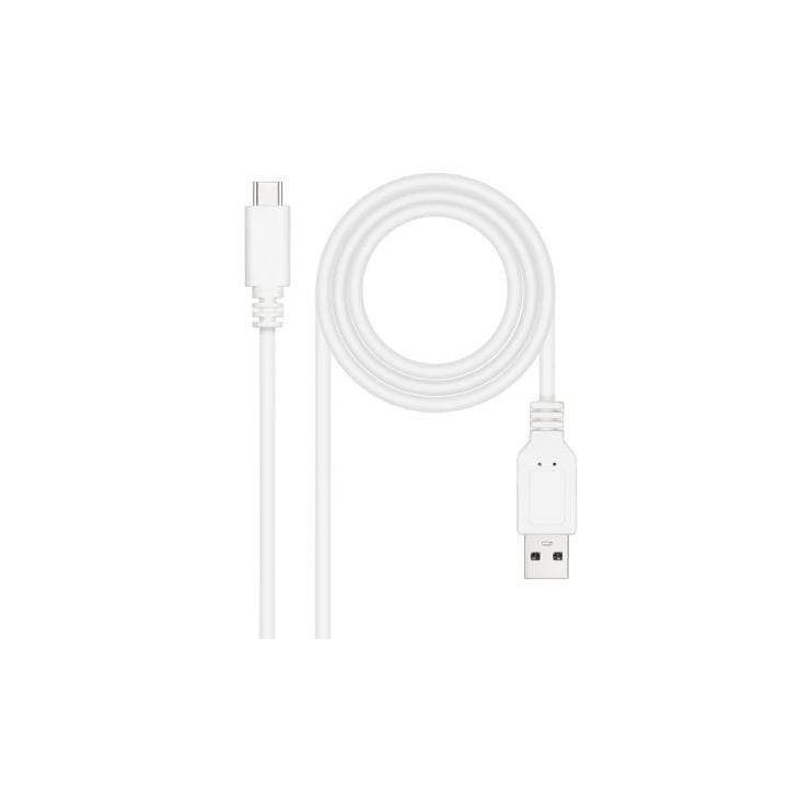 Cable usb 2.0 nanocable 10.01.2101-w/ usb tipo-c macho - usb macho/ 480mbps/ 1m/ blanco