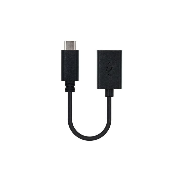 Cable usb 2.0 tipo-c nanocable 10.01.2400/ usb tipo-c macho - usb hembra/ 480mbps/ 15cm/ negro