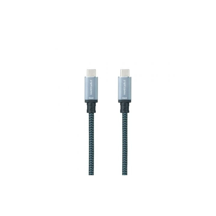 Cable usb 3.1 tipo-c nanocable 10.01.4102-comb/ usb tipo-c macho - usb tipo-c macho/ hasta 100w/ 10gbps/ 2m/ gris y negro