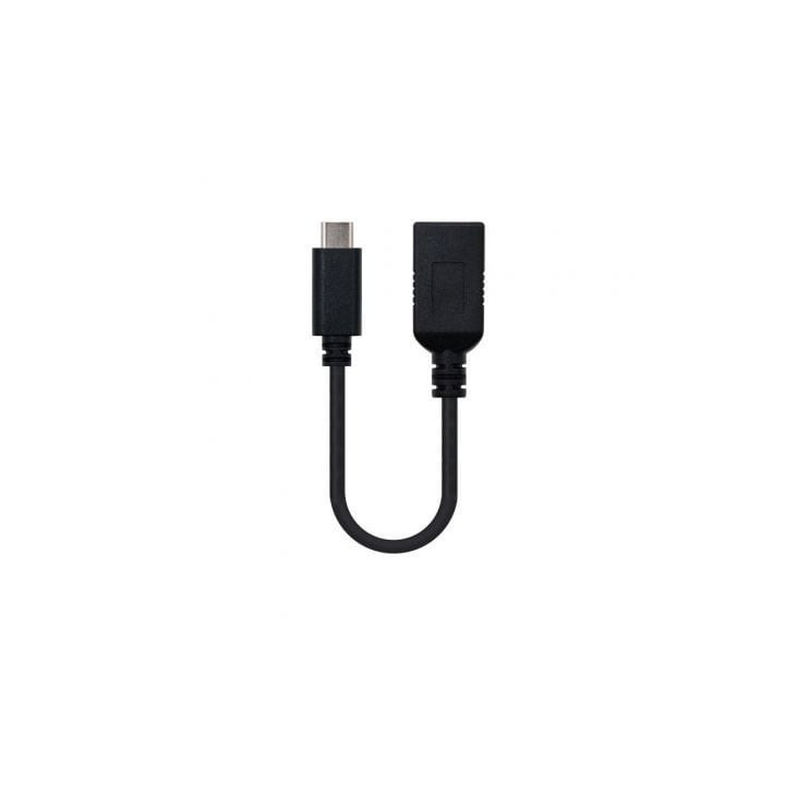 Cable usb 3.1 nanocable 10.01.4201/ usb tipo-c macho - usb hembra/ 15cm/ negro