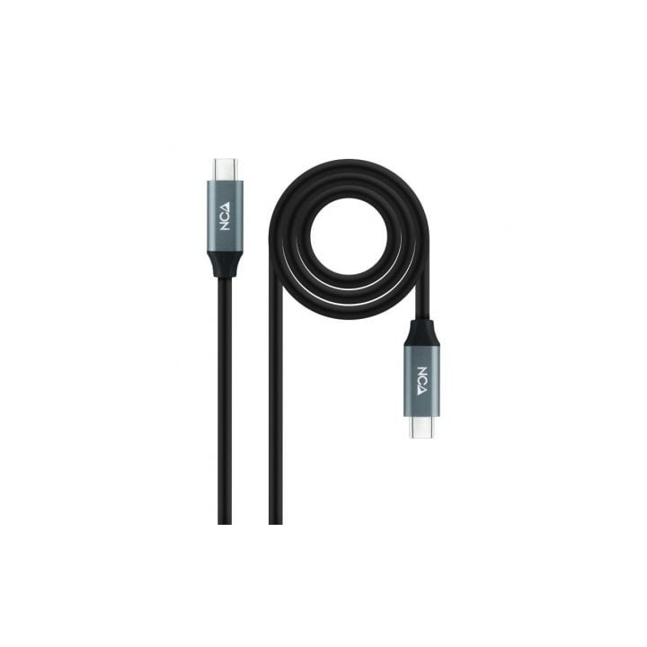 Cable usb 3.2 nanocable 10.01.4300/ usb tipo-c macho - usb tipo-c macho/ hasta 100w/ 20gbps/ 50cm/ gris y negro