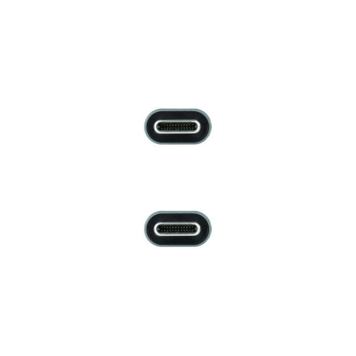 Cable usb 3.2 nanocable 10.01.4300/ usb tipo-c macho - usb tipo-c macho/ hasta 100w/ 20gbps/ 50cm/ gris y negro