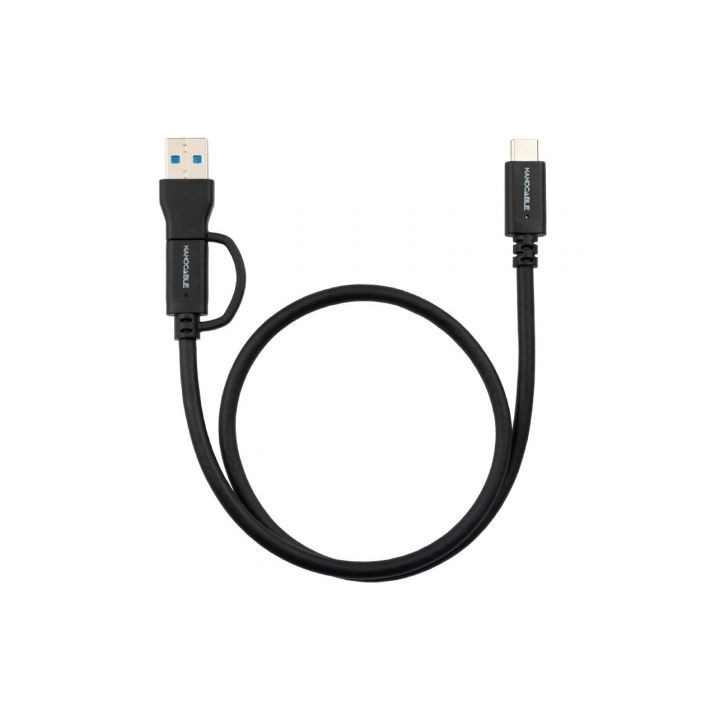 Cable usb 3.2 tipo-c nanocable 10.01.4802/ usb tipo-c macho/ usb macho - usb tipo-c macho/ hasta 60w/ 10gbps/ 2m/ negro