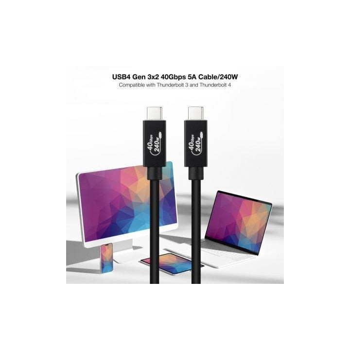 Cable usb 4.0 nanocable 10.01.5002/ usb tipo-c macho - usb tipo-c macho/ hasta 240w/ 40gbps/ 1.8m/ negro
