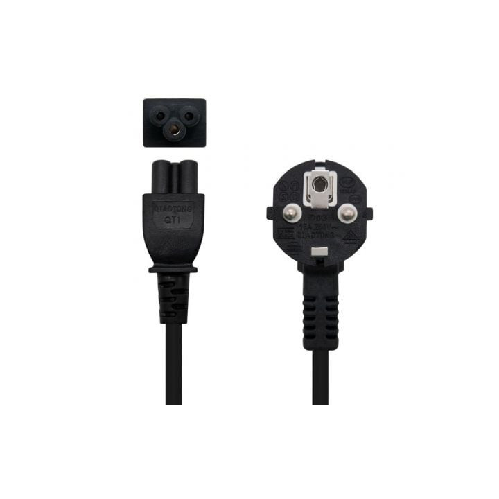 Cable alimentación trébol nanocable 10.22.0302-l200/ schuko macho - c5 hembra/ 2m/ negro