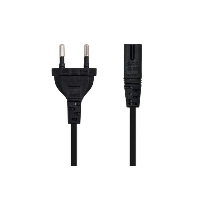 Cable alimentación forma 8 nanocable 10.22.0402-l200/ cee7/16 macho - c7 hembra/ 2m/ negro