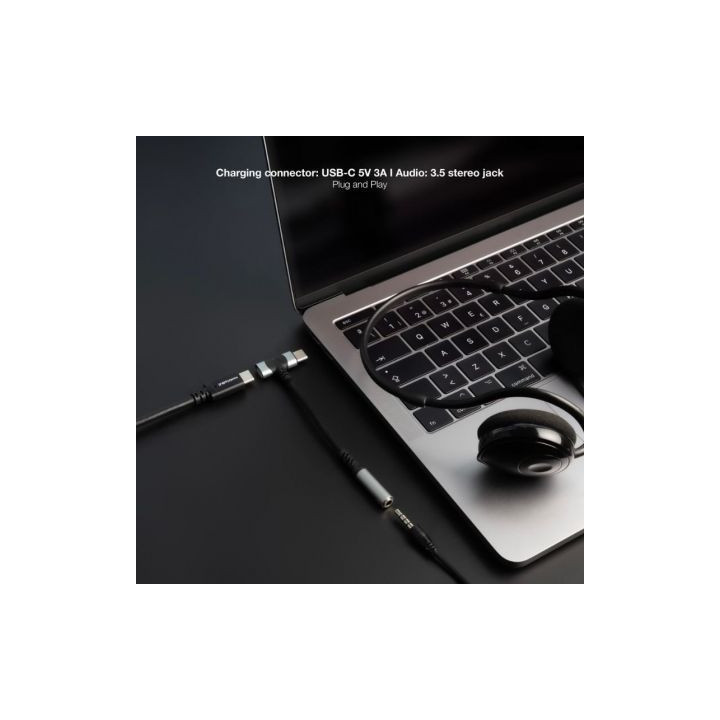 Cable conversor audio nanocable 10.24.1207/ usb tipo-c macho - jack 3.5/ usb tipo-c hembra/ 10cm/ negro