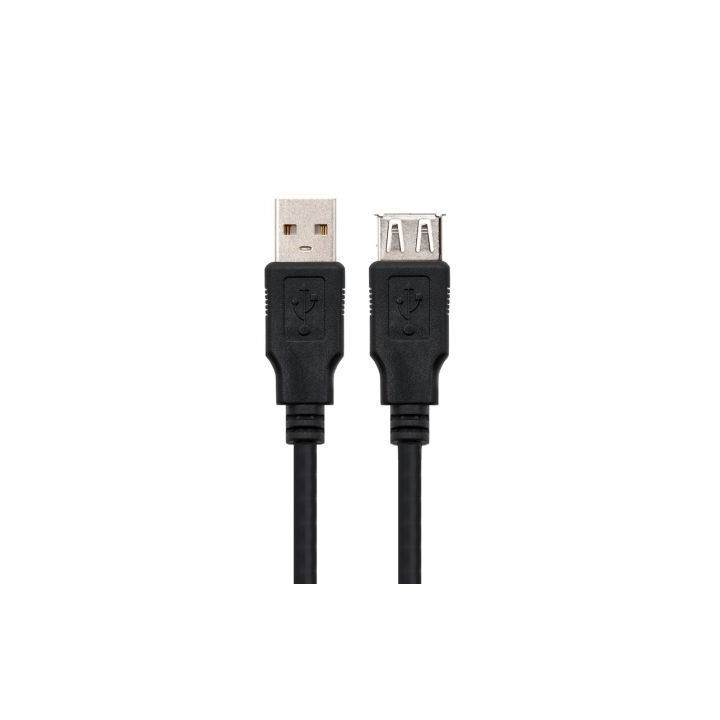 Cable alargador usb nanocable 10.01.0204-bk/ usb macho - usb hembra/ 3m/ negro