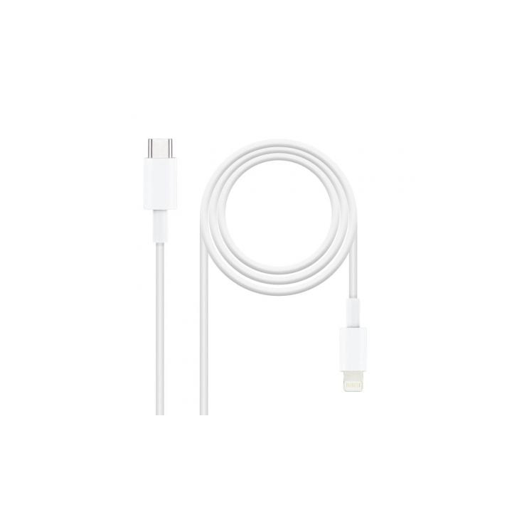 Cable usb 2.0 tipo-c lightning nanocable 10.10.0601/ usb tipo-c macho - lightning macho/ 1m/ blanco