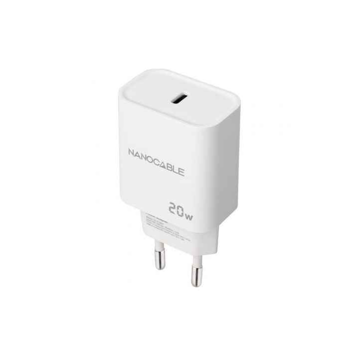 Cargador de pared nanocable 10.10.2005/ 1xusb tipo-c/ 20w/ blanco