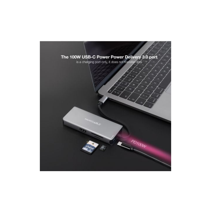 Docking tipo-c nanocable 10.16.1009/ 3xusb/ 2xhdmi 4k/ 1xrj45/ 1xlector tarjetas/ 1xusb tipo-c pd/ gris