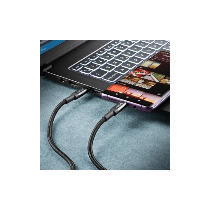 Cable usb 4.0 tipo-c ngs knot/ usb tipo-c macho - usb tipo-c macho/ hasta 240w/ 40gbps/ 2m/ negro