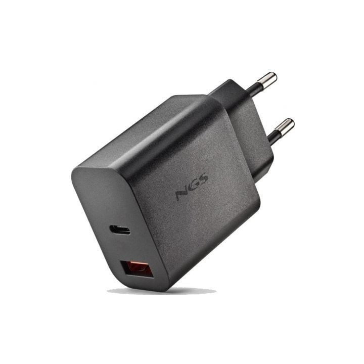 Cargador de pared gan ngs era 30w/ 1xusb tipo-c/ 1xusb/ 30w