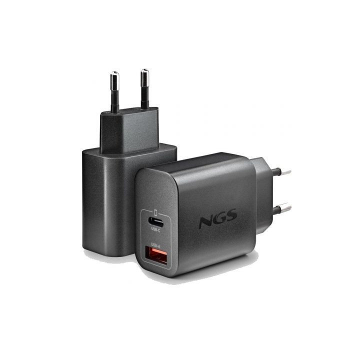 Cargador de pared gan ngs era 30w/ 1xusb tipo-c/ 1xusb/ 30w