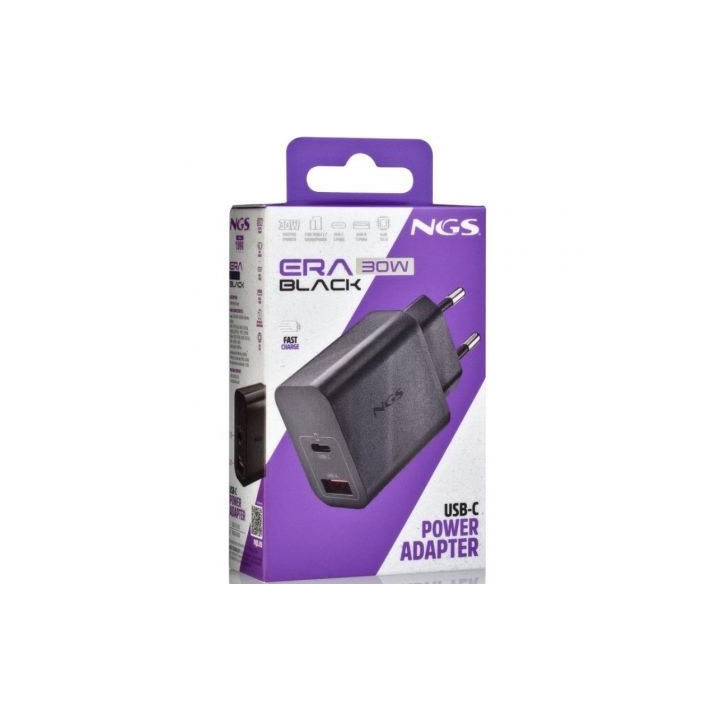 Cargador de pared gan ngs era 30w/ 1xusb tipo-c/ 1xusb/ 30w