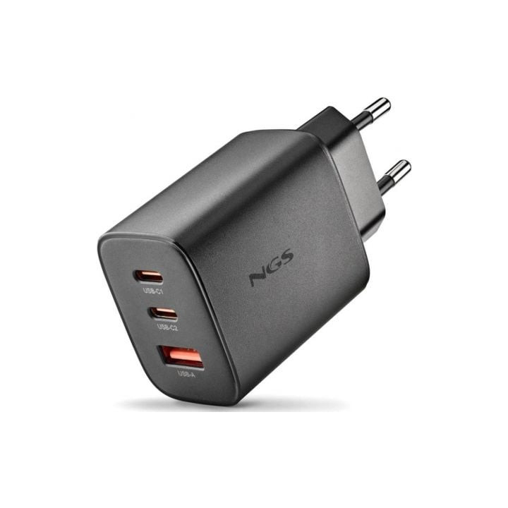 Cargador de pared gan ngs era 65w/ 2xusb tipo-c/ 1xusb/ 65w
