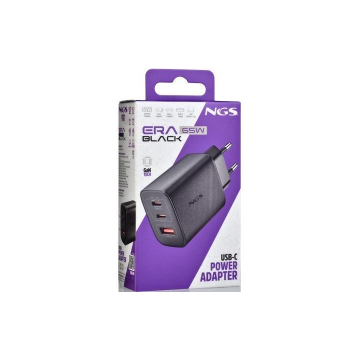 Cargador de pared gan ngs era 65w/ 2xusb tipo-c/ 1xusb/ 65w