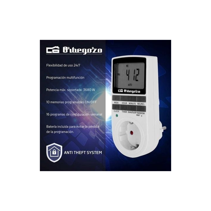 Programador de enchufe orbegozo pg 25/ potencia máxima 3680w