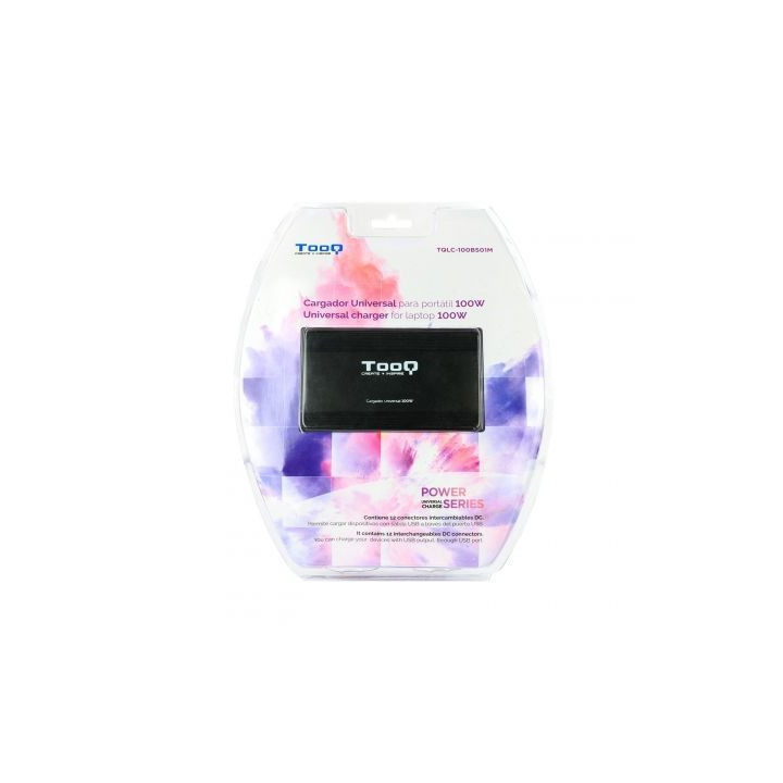 Cargador de portátil tooq tqlc-100bs01m/ 1xusb/ 100w/ manual/ 12 conectores/ voltaje 12-24v