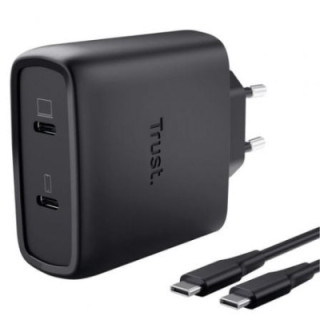 Cargador de pared gan trust maxo 65w 25525/ 2xusb tipo-c/ incluye cable usb tipo-c/ 65w