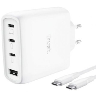 Cargador de pared gan trust maxo 65w 26068/ 3xusb tipo-c/ 1xusb/ incluye cable usb tipo-c/ 65w