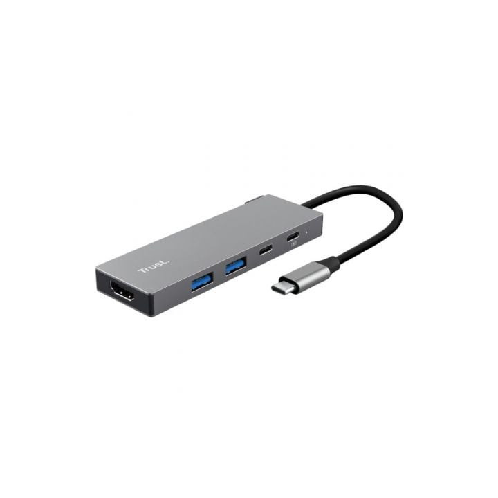 Docking usb tipo-c trust dalyx/ 2xusb/ 1xhdmi 4k/ 2xusb tipo-c/ gris