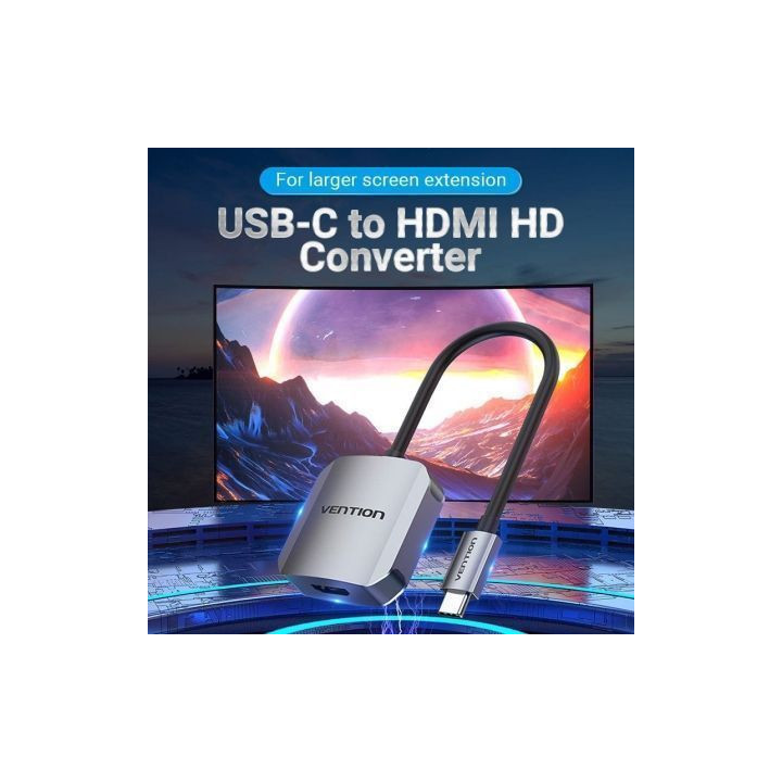 Conversor vention tdehb/ usb tipo-c macho - hdmi hembra/ 15cm/ plata