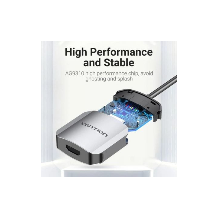 Conversor vention tdehb/ usb tipo-c macho - hdmi hembra/ 15cm/ plata