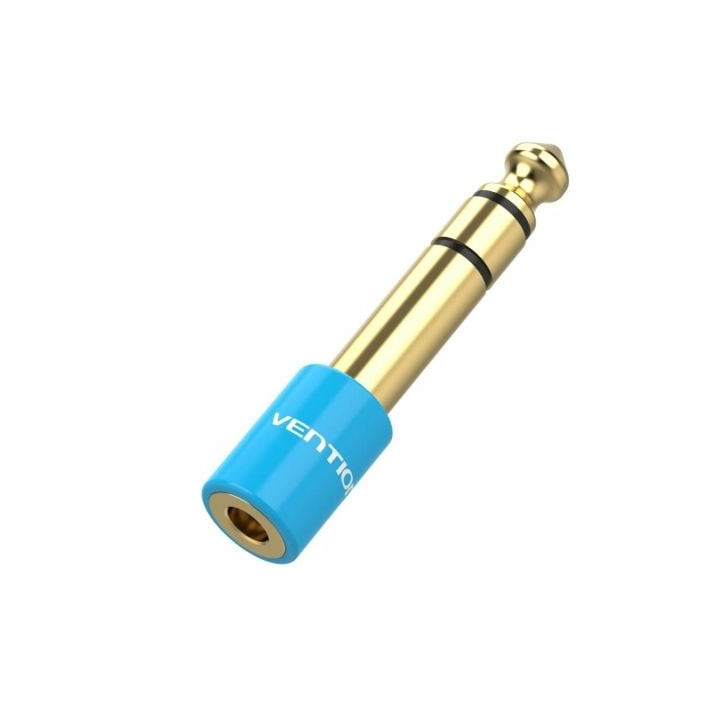 Adaptador jack vention vab-s01-l/ jack 6.5 macho - jack 3.5 hembra/ azul