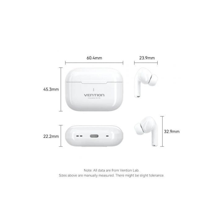 Auriculares bluetooth vention echo lite e11 con estuche de carga/ autonomía 6h/ blancos
