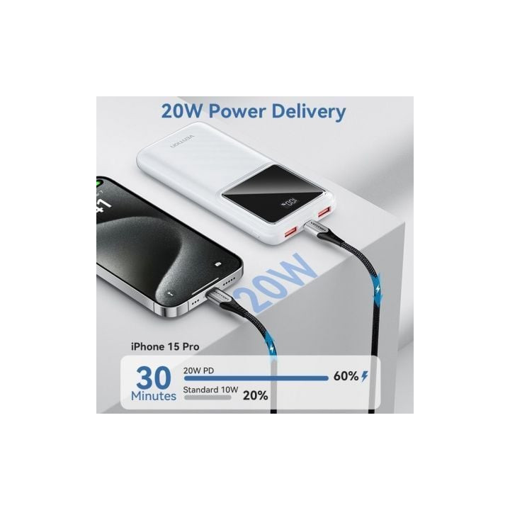 Powerbank 10000mah vention fhkw0/ 22.5w/ blanca