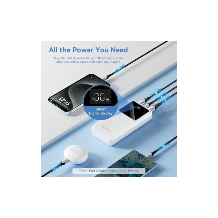 Powerbank 20000mah vention fhlb0/ 22.5w/ negra