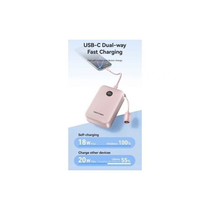 Powerbank 20000mah vention fkbb0-c/ 22.5w/ negra/ incluye cable usb tipo-c
