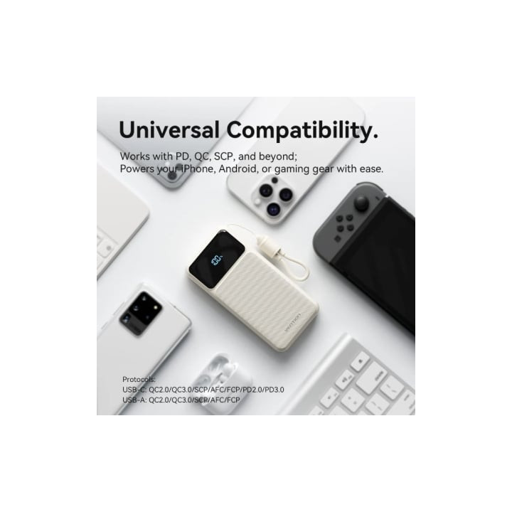 Powerbank 10000mah vention xgyb0-39-ty/ 22.5w/ negro/ incluye cable usb tipo-c