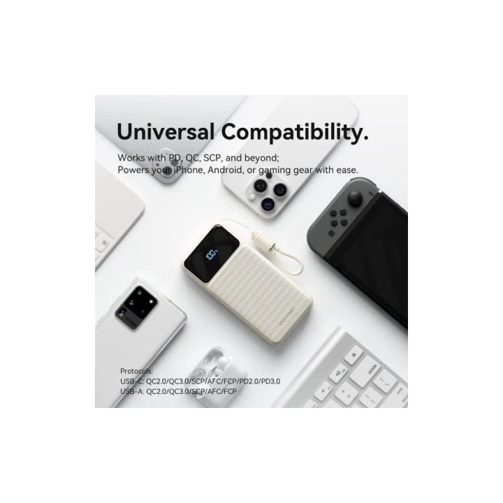 Powerbank 20000mah vention xgyp0-40-ty/ 22.5w/ rosa/ incluye cable usb tipo-c
