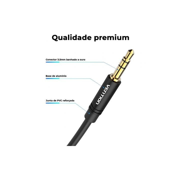 Cable estéreo vention bakbf/ jack 3.5 macho - jack 3.5 macho/ 1m/ negro