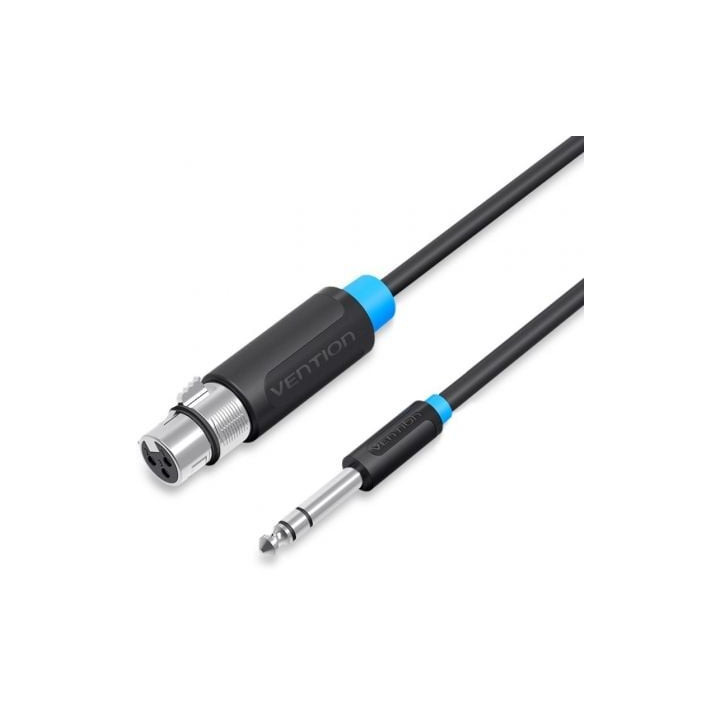 Cable estéreo vention bbebf/ jack 6.5 macho - xlr hembra/ 1m/ negro